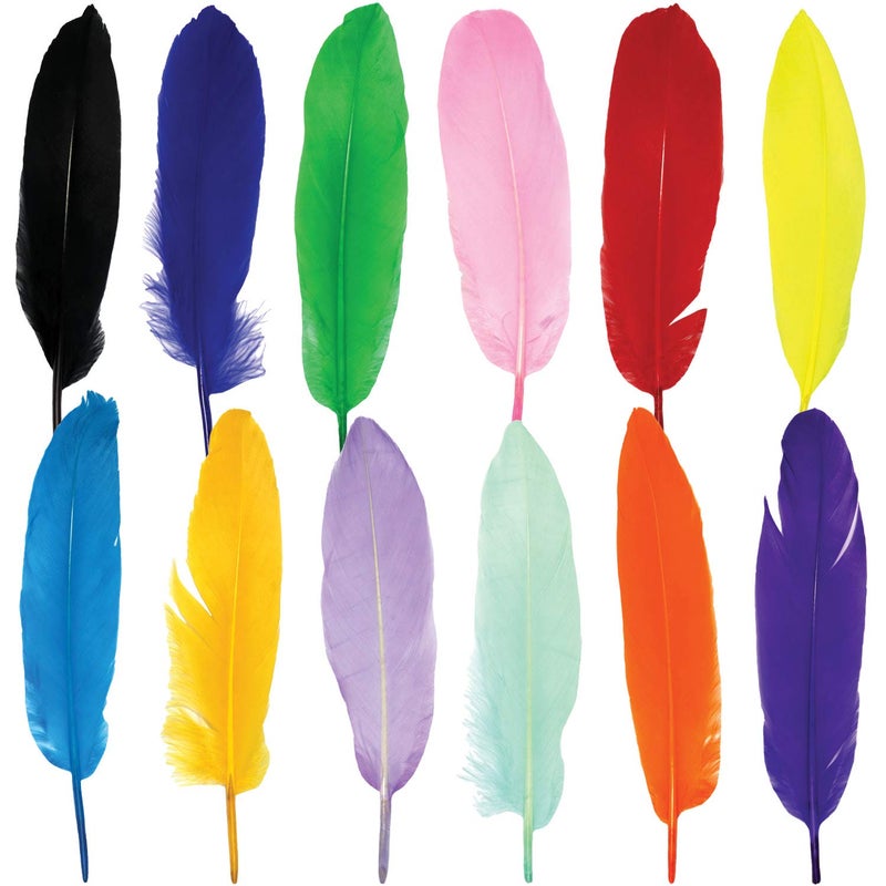 Millennial Essentials 120pcs Colorful Goose Feathers for DIY Crafts, Jewelry Making, Wedding, Home or Party Decorations, 12 Colors (6-8 Inches) - Image 1